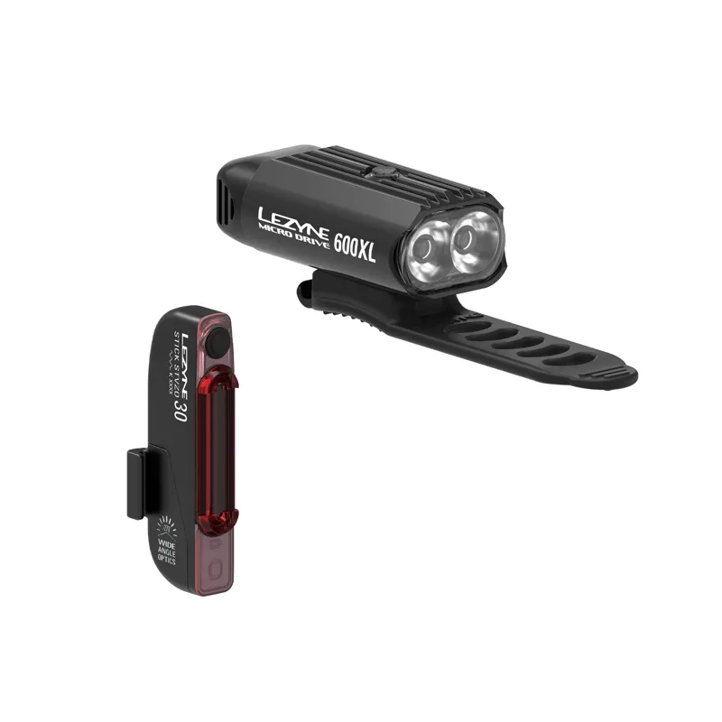 Lezyne Mini Drive 600XL / Stick Drive Light Set in Black