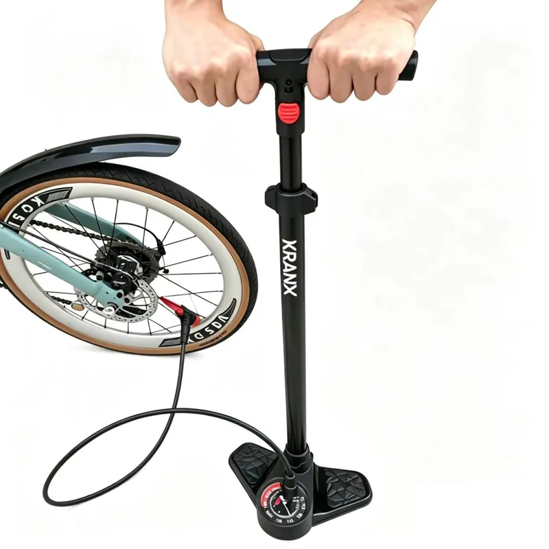 KranX Boreas Alloy Floor Pump With Gauge in Black-2